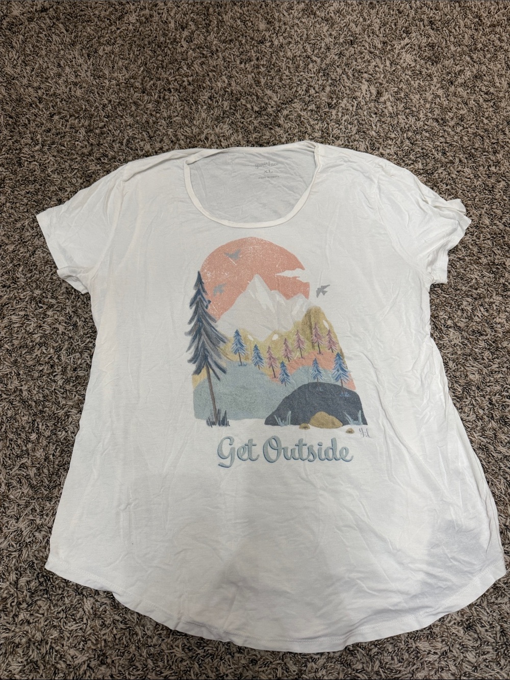 Grace & Lace White Scoop Neck 'Get Outside' Graphic Tee